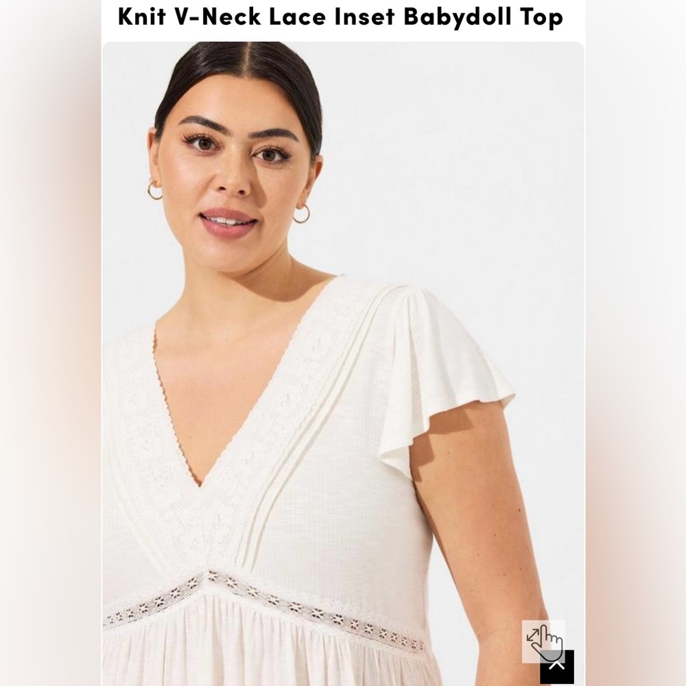 KNIT VNECK LACE INSET BABYDOLL TOP